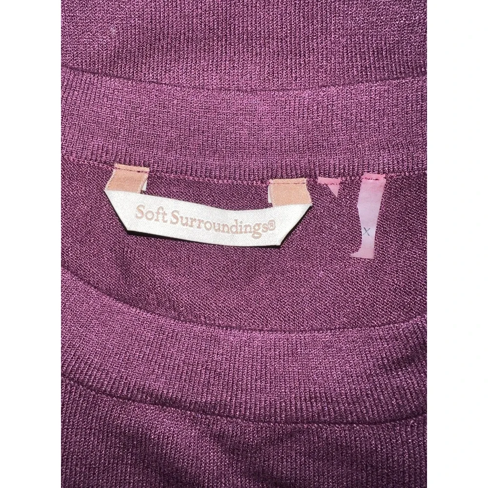 SOFT SURROUNDINGS Sweater Plus Size 2X/3X Burgundy Ribbed Trim/Hem LS Knit Top